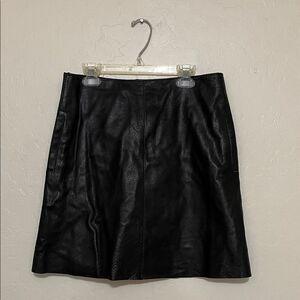 Iris & Ink Black Leather Pockets A-Line Skirt Buff Leather Modern Event Party